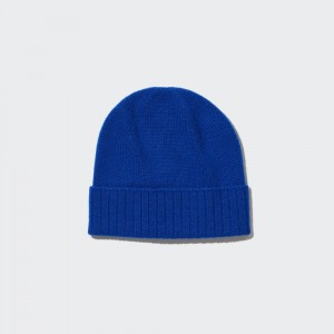 Uniqlo 100pct Cashmere Knitted Beanie Hat Taschen Damen Blau | 53082WLJU