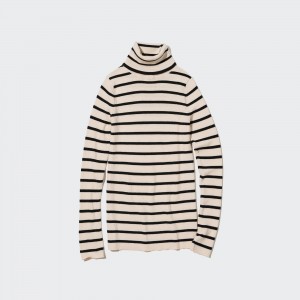 Uniqlo 100pct Extra Fine Merino Ribbed Turtleneck Jumper Pullover Damen Weiß | 12378QAYO