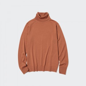 Uniqlo 100pct Extra Fine Merino Turtleneck Jumper Pullover Damen Orange | 35681JRSM