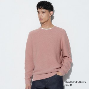 Uniqlo 3d Knit Seamless Crew Neck Jumper Pullover Herren Rosa | 83914YFIM