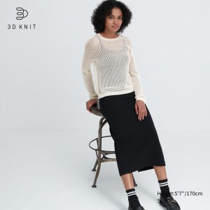 Uniqlo 3d Knit Seamless Mesh Crew Neck Jumper Pullover Damen Weiß | 24109PRTU