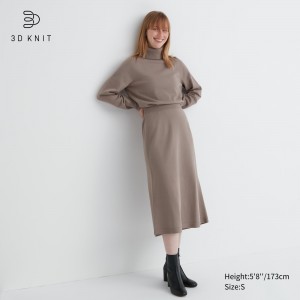 Uniqlo 3d Knit Seamless Souffle Yarn Skirt Röcke Damen Beige | 84791CUWQ