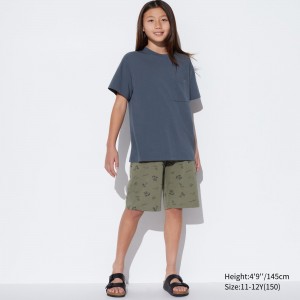 Uniqlo Airism Cotton Blend Beach Print Lounge Set Loungewear Kinder Dunkelgrau | 82437ZJIE