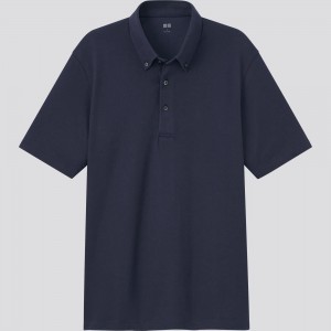 Uniqlo Airism Pique Polo Shirt 2021 Season Poloshirt Herren Navy | 41365BUZY