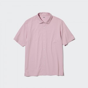 Uniqlo Airism Polo Shirt Open Collar Poloshirt Herren Rosa | 67523RMVW