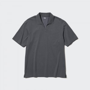 Uniqlo Airism Polo Shirt Skipper Collar Poloshirt Herren Grau | 28493SWEQ