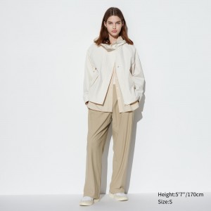 Uniqlo Airism Ultra Stretch Straight Wide Leg Trousers Oberteile Damen Beige | 58723VNAE