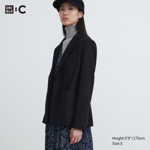 Uniqlo Brushed Jersey Blazer Jacket Jacken Damen Schwarz | 29054EUQN