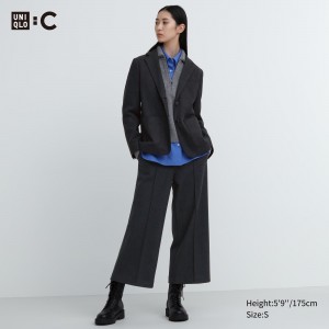 Uniqlo Brushed Jersey Cropped Fit Trousers Oberteile Damen Dunkelgrau | 42359YIBD