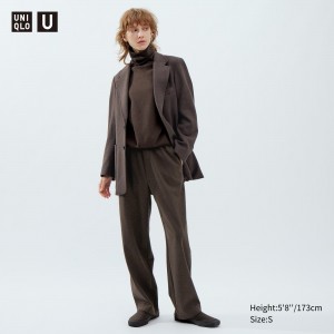 Uniqlo Brushed Jersey Trousers Oberteile Damen Dunkelbraun | 13524PAMO