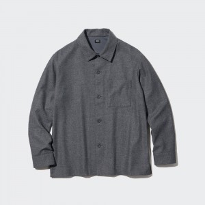 Uniqlo Brushed Twill Overshirt Überhemd Herren Grau | 48796SWLJ