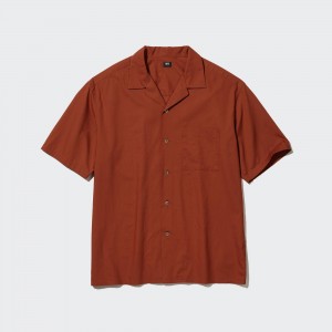 Uniqlo Casual Short Sleeved Shirt Open Collar Hemd Herren Dunkelorange | 03274AOTF