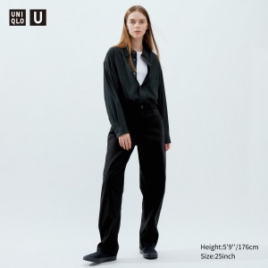 Uniqlo Chino Trousers Oberteile Damen Schwarz | 68715BJOK