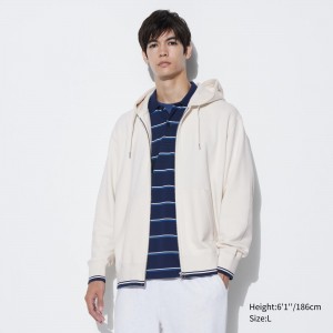 Uniqlo Colour Block Zipped Hoodie Hoodie Herren Weiß | 90726SOIT