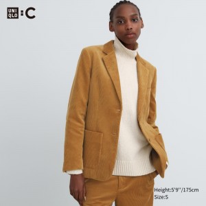 Uniqlo Corduroy Blazer Jacket Jacken Damen Braun | 91756OGPJ