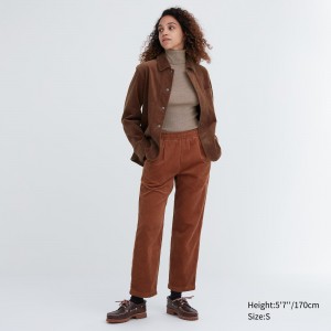 Uniqlo Corduroy Relaxed Fit Ankle Length Trousers Oberteile Damen Braun | 45819QDPU