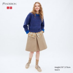 Uniqlo Cotton Midi Skirt Röcke Damen Beige | 76240LFCP