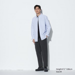 Uniqlo Cotton Relaxed Fit Ankle Length Trousers Hosen Herren Dunkelgrau | 45692WYKR
