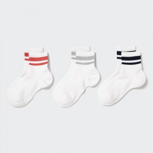 Uniqlo Crew Pile Line Socks Three Pairs Socken Damen Weiß | 14930XFBV