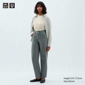 Uniqlo Curved Jeans Jeans Damen Olivgrün | 87621ODVS