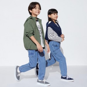 Uniqlo Denim Stretch Cargo Joggers Jogginghose Kinder Blau | 85219LDEK