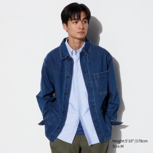 Uniqlo Denim Utility Jacket Jacken Herren Blau | 30651HTVM