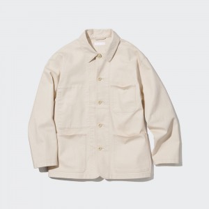 Uniqlo Denim Utility Jacket Jacken Herren Weiß | 26517HFJD