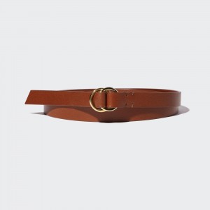 Uniqlo Double Ring Narrow Leather Belt Taschen Damen Braun | 74836DAOC