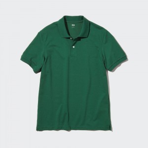 Uniqlo Dry Pique Polo Shirt Poloshirt Herren Grün | 56472FMPY