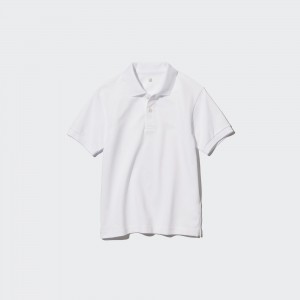 Uniqlo Dry Pique Short Sleeved Polo Shirt T-shirts Kinder Weiß | 68542BGCH