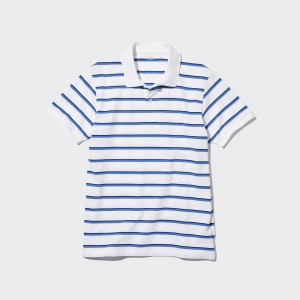 Uniqlo Dry Pique Striped Polo Shirt Poloshirt Herren Weiß | 63471DVJS