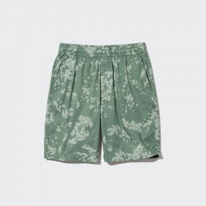 Uniqlo Dry Stretch Leaf Print Easy Shorts Hosen Herren Grün | 49278UVKR