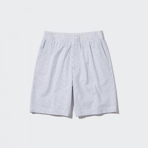 Uniqlo Dry Stretch Seersucker Easy Shorts Hosen Herren Blau | 24836MUBL