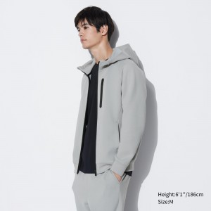 Uniqlo Dry Stretch Zipped Hoodie Hoodie Herren Hellgrau | 53927ZUFK