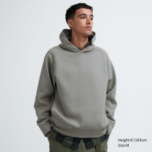 Uniqlo Dry Sweat Stretch Pullover Hoodie Hoodie Herren Grau | 28635SRXJ