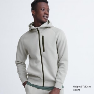 Uniqlo Dry Sweat Stretch Zipped Hoodie Hoodie Herren Hellgrau | 61085QDGX
