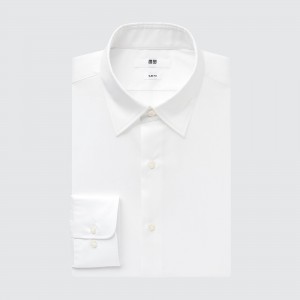 Uniqlo Easy Care Broadcloth Stretch Slim FiT-Shirt Regular Collar Hemd Herren Weiß | 64195LONA