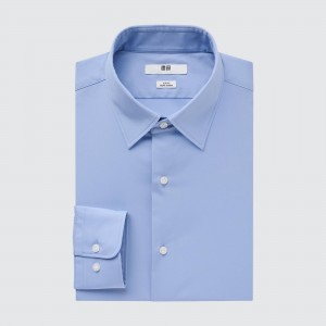 Uniqlo Easy Care Broadcloth Stretch Slim FiT-Shirt Regular Collar Hemd Herren Blau | 05918JDKW