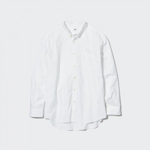 Uniqlo Extra Fine Cotton Broadcloth Regular Fit Printed Shirt Regular Collar Hemd Herren Weiß | 42510QKTG