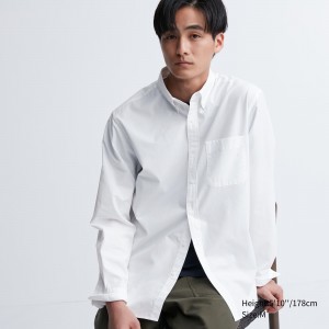 Uniqlo Extra Fine Cotton Broadcloth Regular FiT-Shirt Button Down Collar Hemd Herren Weiß | 34987KSZC