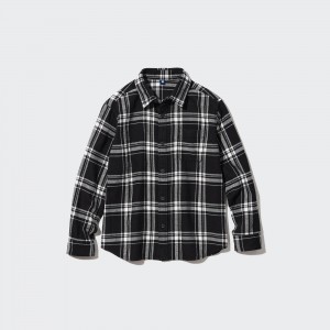 Uniqlo Flannel Checked Shirt Hemd Kinder Schwarz | 03264TXRO