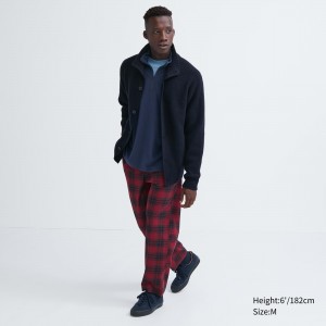 Uniqlo Flannel Easy Patterned Ankle Length Trousers Hosen Herren Rot | 12538VXSU