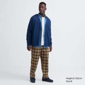Uniqlo Flannel Easy Patterned Ankle Length Trousers Hosen Herren Braun | 05792IYXV