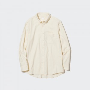 Uniqlo Flannel Regular FiT-Shirt Button Down Collar Hemd Herren Weiß | 23809HRZJ
