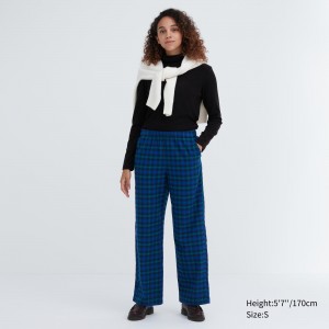 Uniqlo Flannel Trousers Oberteile Damen Blau | 61980JHKB