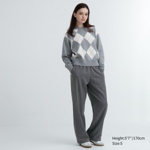 Uniqlo Flannel Trousers Oberteile Damen Dunkelgrau | 24038IQNH