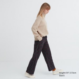 Uniqlo Flannel Trousers Oberteile Damen Dunkelbraun | 18975NCJU