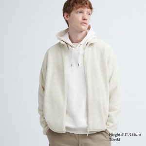 Uniqlo Fleece Heather Zipped Jacket Jacken Herren Weiß | 98761DOHJ