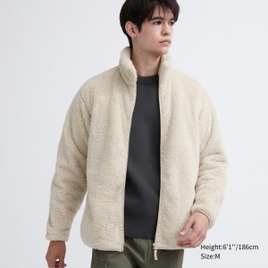 Uniqlo Fluffy Fleece Zipped Jacket Jacken Herren Weiß | 59314ECXN