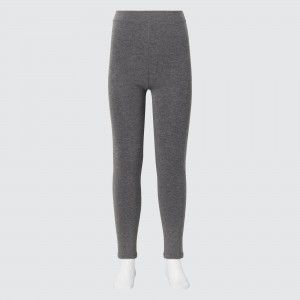 Uniqlo Girls Heattech Extra Warm Pile Lined Leggings Jogginghose Kinder Grau | 45281DJKL
